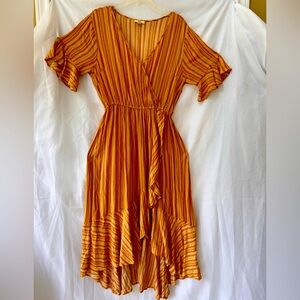 Kori Orange High Low Sundress with Flutter Sleeves